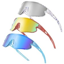 3PACK Kids Sunglasses Youth Baseball White Frame Red Frame  Blue Frame
