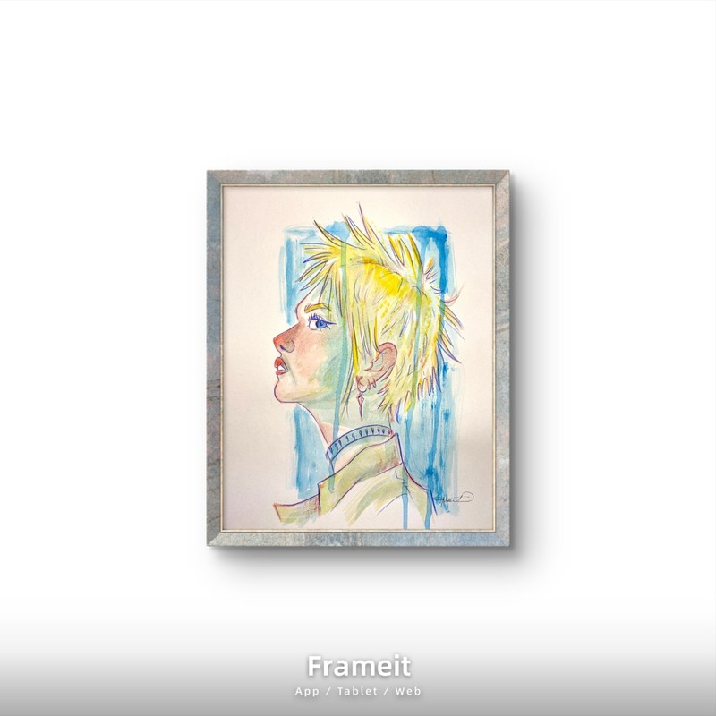 Original Color Punk Painting By Alannah Dyer- Acrylic 8.5x11 in. Emo Spunk Blue
