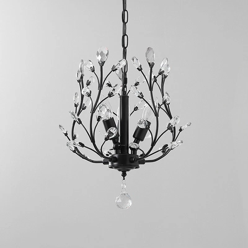 3-Lights Kitchen Pendant Light Home Retro Chandelier Lighting Black Ceiling Lamp - Image 4 of 4