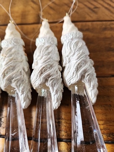6 SANTA CLAUS Father Time PRISM DANGLING ICICLE CHRISTMAS Holiday TREE ORNAMENTS - Picture 11 of 15