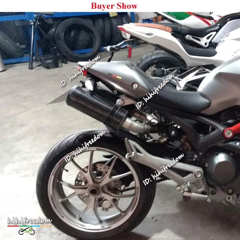 For Ducati Monster 696 796 695 1100 Exhaust Carbon Tips Muffler Middle Link Pipe - Image 2 of 4