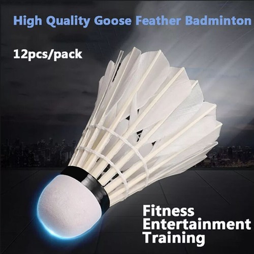 12Pcs Training Goose Feather Shuttlecocks Birdies Badminton Balls Outdoor Sports - Picture 2 of 15