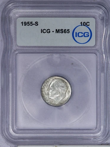 1955-S Roosevelt Dime 10C ICG MS65