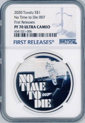 JAMES BOND NO TIME TO DIE 007 2020 TUVALU 1oz SILVER COIN $1