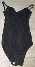 womens SMALL MOTION WEAR DANCE LEOTARD solid black panel bra 1 pc NICE