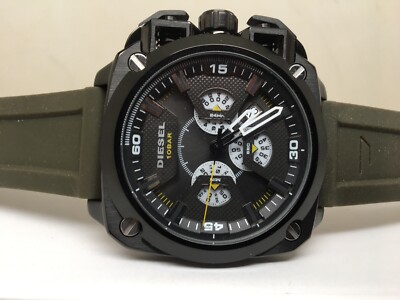 Slightly Diesel Mens DZ7369 'bamf' Quartz Watch With Green