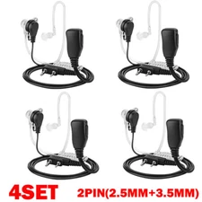 4X 2 Pin Acoustic Tube Walkie Talkie Earpiece Headset Two-way Security Radio US