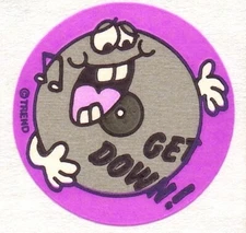 Vintage 80s Trend Scratch And Sniff Matte Licorice Record Stinky Stickers Single