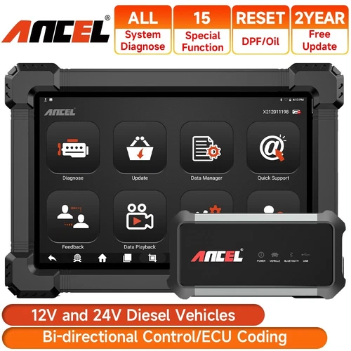 ANCEL X7 HD Heavy Duty Truck Diagnostic Tool Full System 12V 24V OBD2 scanner - Picture 1 of 16