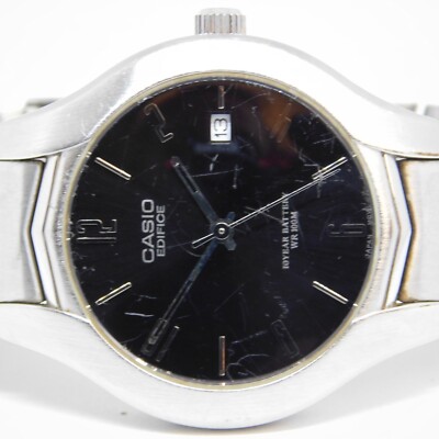 CASIO EDIFICE 2719 EF-107 Silver Tone Quartz Unisex Watch Sz. 6