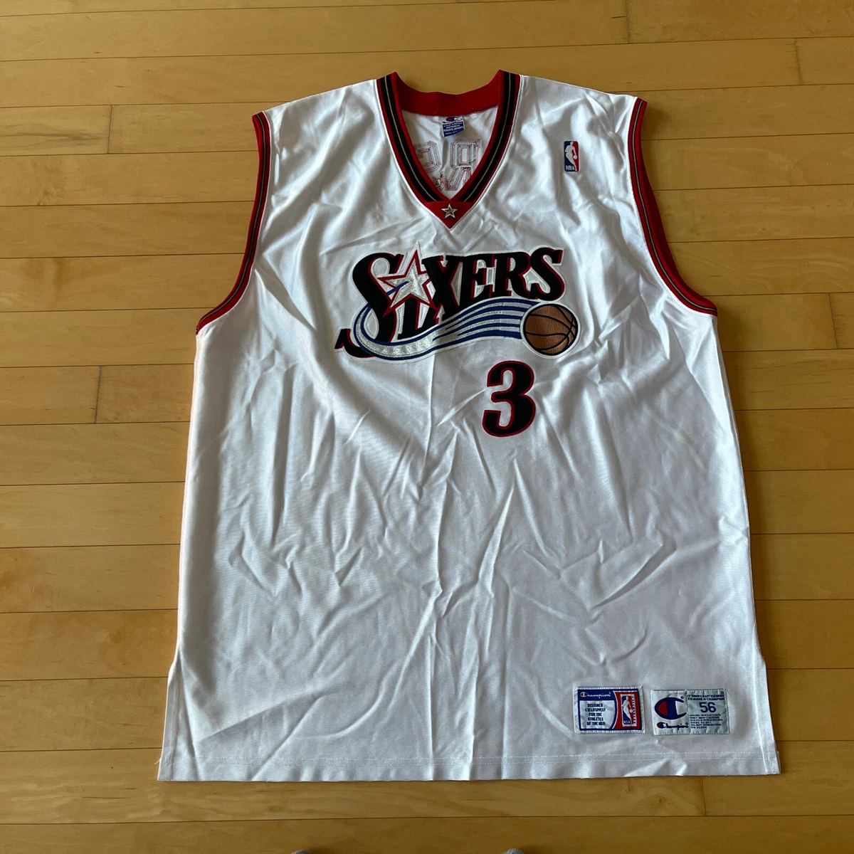 Allen Iverson #3 Champion Double Tag Stitched Jersey Philadelphia 76ers SZ  56