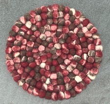 Felt ball mat (30cm) - handmade in Nepal - Rug/Seat Pad/Home Decor/Nursery Decor