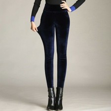 Donna Velluto Leggings Morbido Pantaloni Caldo Inverno Vita Alta Spesso