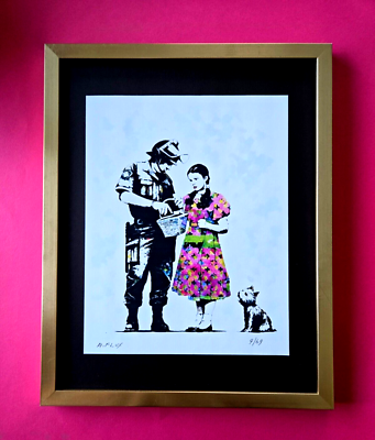 #ad #ad AIDAN FLUX Hand Signed Authentic LtdED Print Framed Banksy Police and Girl COA $149.00