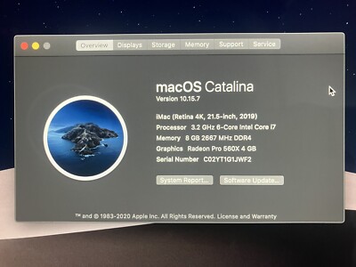 CUSTOMIZED Apple iMac 21.5 - 3.2 6C/ 8GB/ 1TB FD/ RP560X CUSTOMIZED Apple iMac 21.5 - 3.2 6C/ 8GB/ 1TB FD/ RP560X