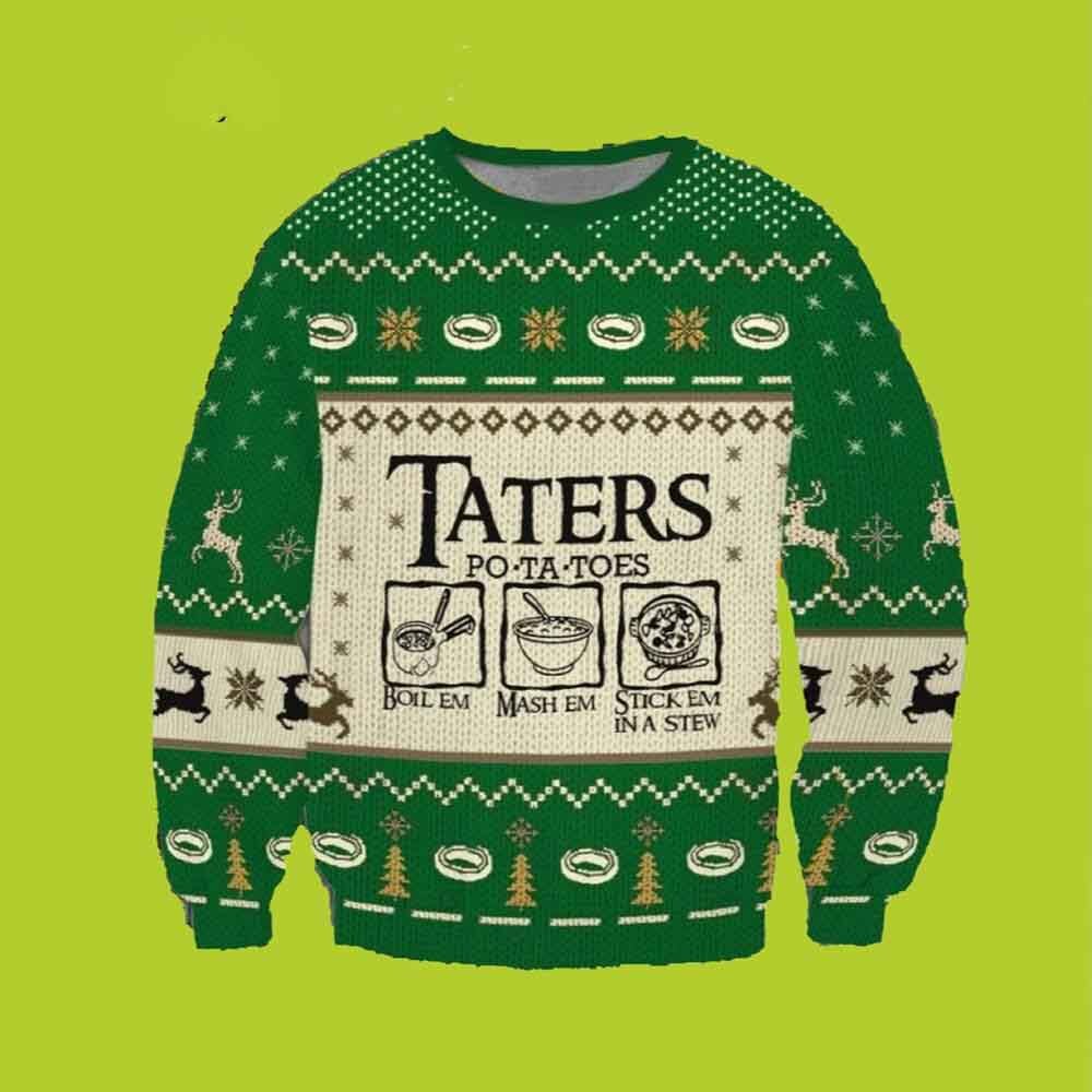 Taters Potatoes Lord Of The Rings Ugly Christmas Sweater, Gift For Fans