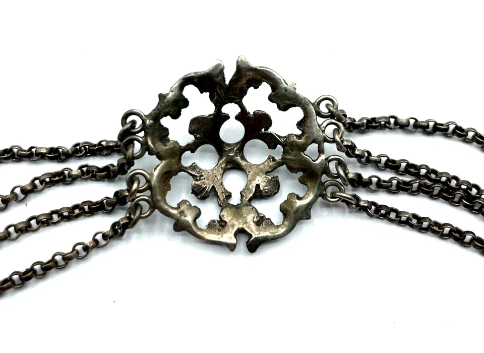 Antik 800 Silber Kropfkette Koralle Trachtenschmuck Halskette Collier Landhaus - Bild 4 von 4