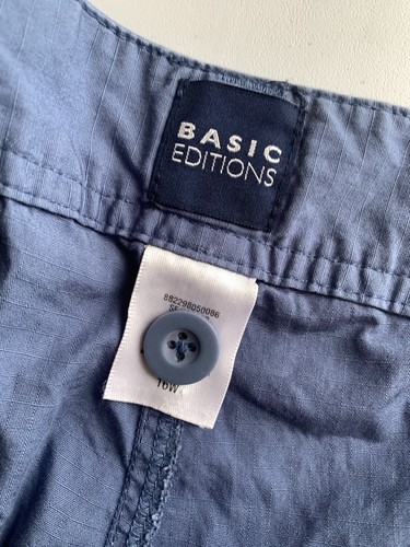 Basic Editions Größe 16 W Damen Hose blau gerade Roll-Up Säume Reißverschluss Baumwolle Freizeit - Bild 4 von 7