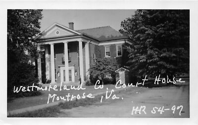 H75/ Montrose Westmoreland Virginia RPPC Postcard c50s County Court House 214