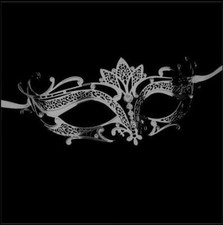 Masquerade Metal Mask with Clear White Rhinestones FAST SHIP AA1