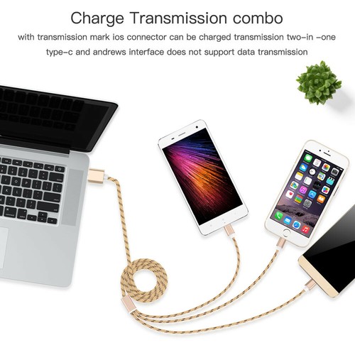 3 in 1 Fast Charging Cable Charger Type-C USB-C For iPhone Xiaomi Samsung Oppo☥ - Photo 7 sur 23