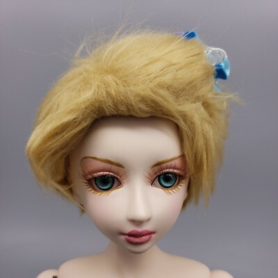 Unbranded Blonde Pixie doll Wig For Kaye Wiggs Msd Bjd Blue Barrette Apprx Sz 9