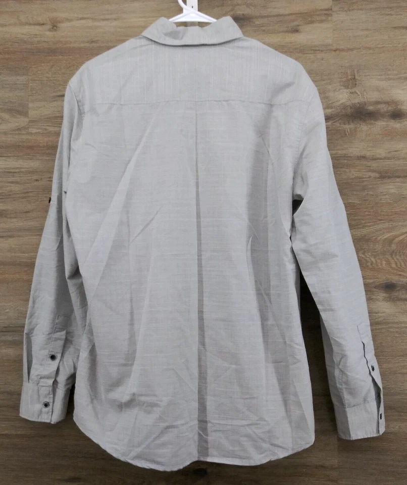 Camisa de vestir PD&C para hombre grande gris claro manga larga abotonada Foto 3 de 4