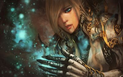 Anime fantasy art magic deviantart hair over one eye Custom Gaming Mat Desk
