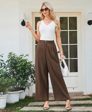 NWT 39 SIZE M Wide Leg Pants for Women Cotton Linen Business Casual