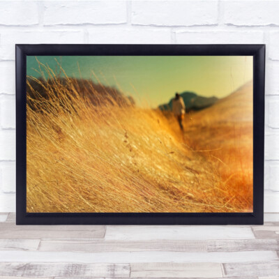 Gras Herbst verschwommen Person Figur Traum Träumen Stimmung Emotion Wandbild Kunstdruck