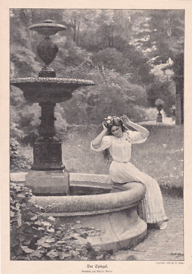 Emile Adan Gemälde  '' Der Spiegel ''   Bild   Kunst Druck 1910