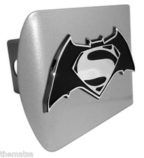 Superman S Batman Emblem On Brushed Chrome Metal Usa Made Trailer Hitch Cover