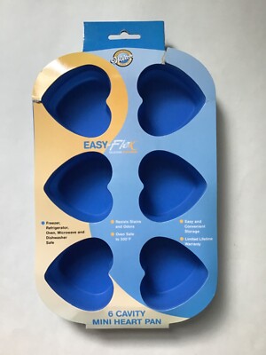 Wilton Mini Heart 6 Cavity Silicone Baking Mold New