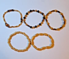 5 Wooden Bead Expandable Bracelets