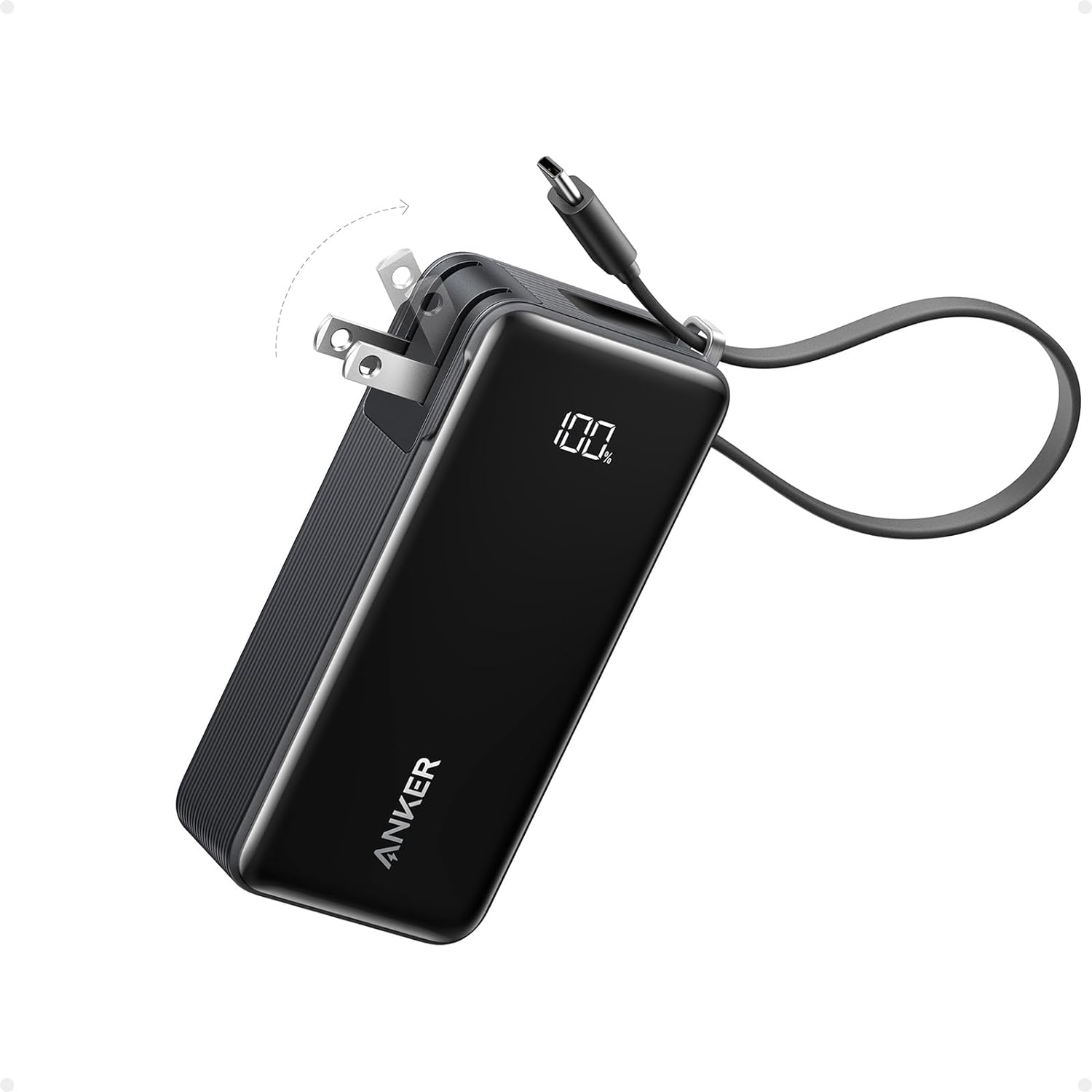 Nano 3-in-1 Portable iPhone Charger with 10,000mAh Power Bank and Built-In USB-C
