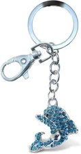 Dolphin Keychain Sparkling Charm Elegant Keychain with Blue Crystals 6507