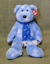 Ty 1999 Holiday Teddy Blue w/Snowflakes Scarf Retired Mint
