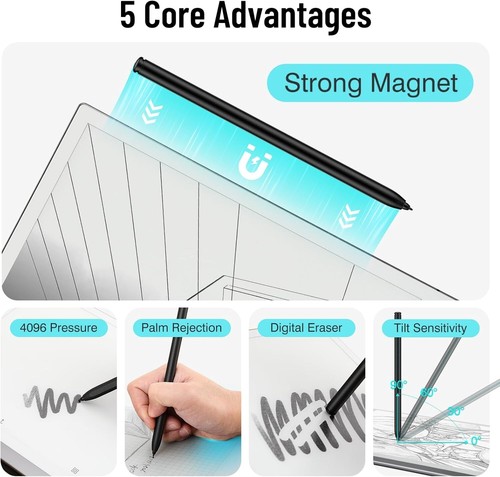 Versatile Magnetic EMR Stylus Pen with Eraser for reMarkable 2 & Other Tablets - Picture 5 of 9