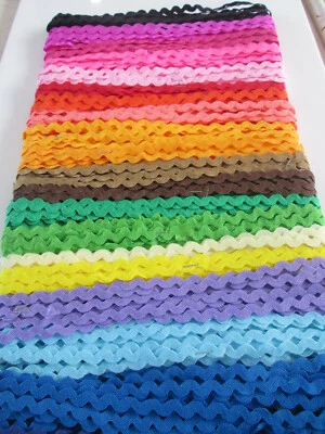 MARKENLOS 3/6/13/55 METER Zackenlitze Borte Weiß Rot Gelb 5mm Zick zack