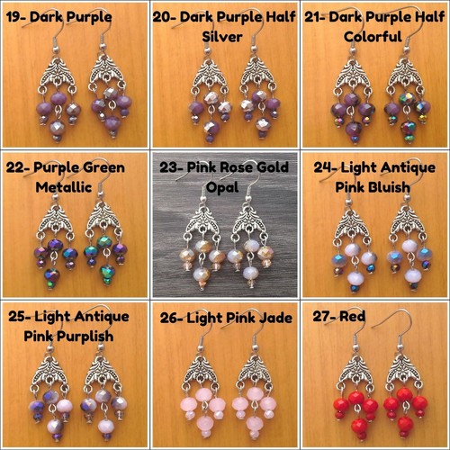 Beautiful Opaque Colors Small Chandelier Dangle Earrings Victorian Vintage Style - Picture 6 of 44