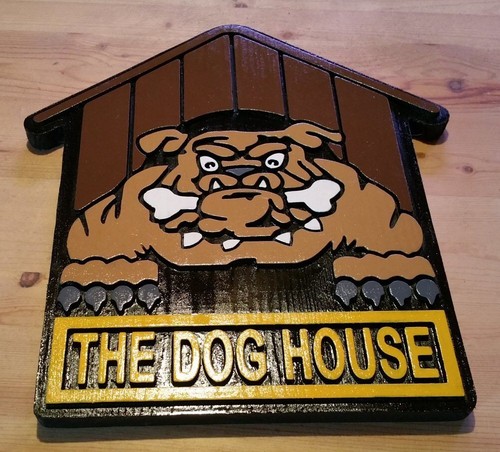 Tiki Bar Pub Enseigne Dog House Personnalisée 3D Routée Enseigne Bois Personnalisée Personnalisée - Photo 3/3