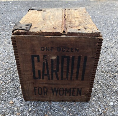 US広告入マッチケース／Early 1900s／antique／ノベルティ Antique 1900 CARDUI FOR WOMEN Advertising Wood Shipping Box