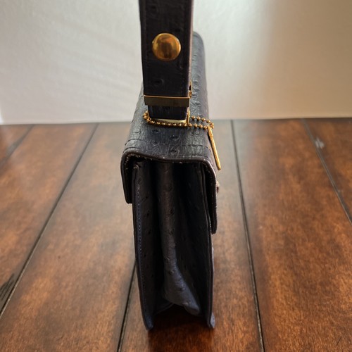 VTG Lisette Of New York Blue Ostrich Cross Body Bag 7” Tall 9 1/2” Wide - Picture 6 of 16