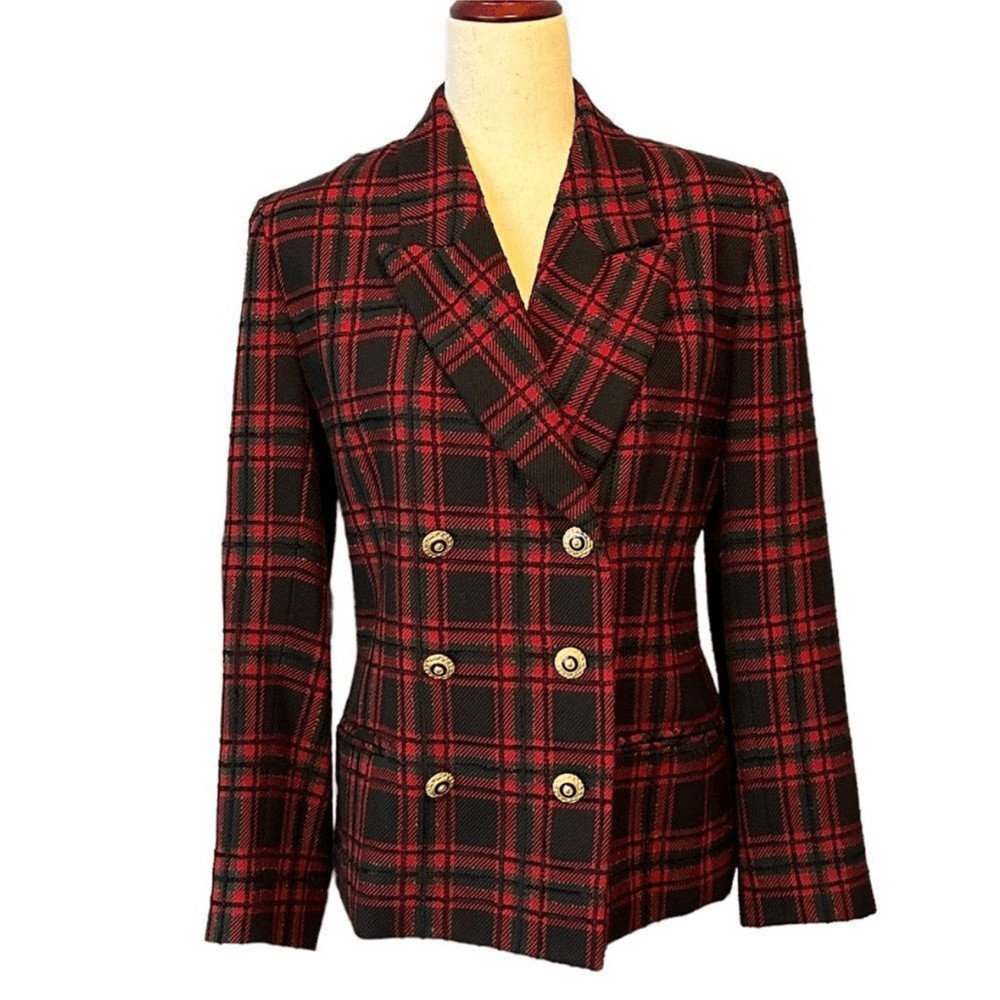 Pendleton Double Breasted Red Wool Plaid Blazer| … - image 1