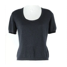 St John Sport Size S Black Scoop Neck Wool Blend Pullover AS IS Sweater Top