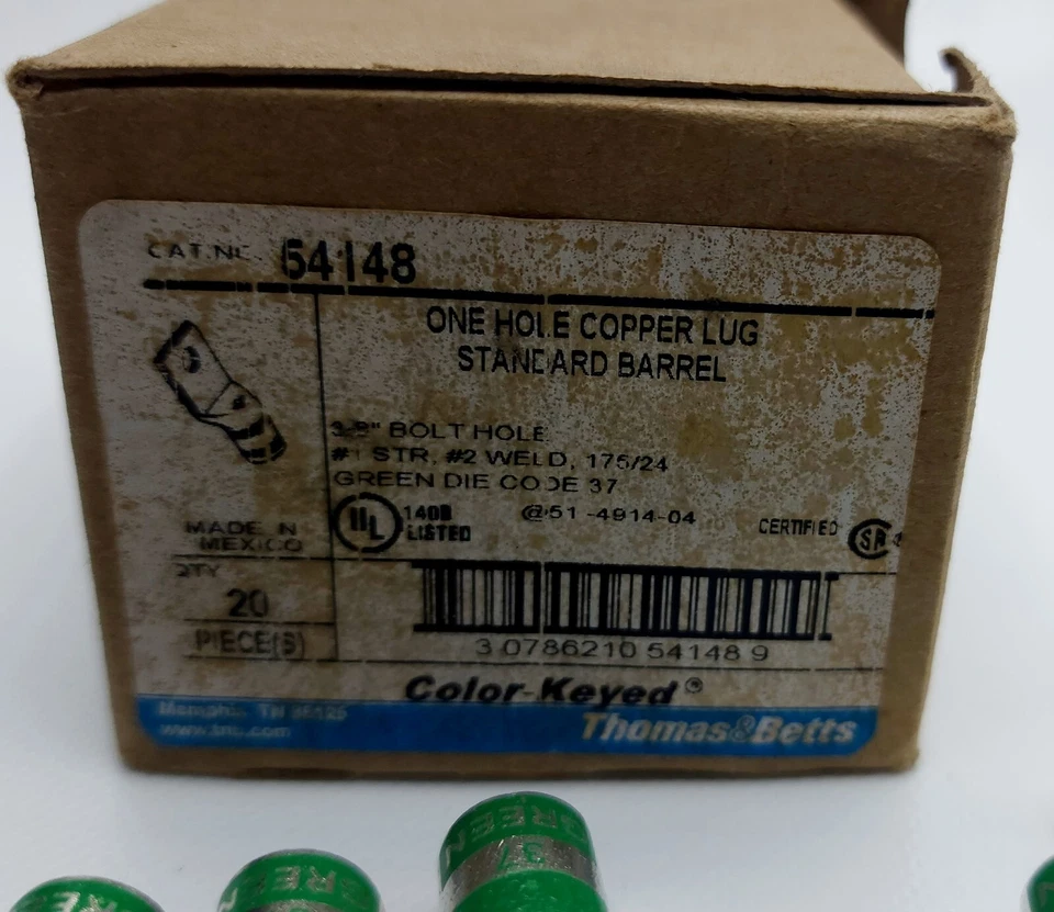 Brand: Thomas & BettsThomas & Betts 54148 Color-Keyed Compression Lug BOX OF 20 - Image 2 of 4