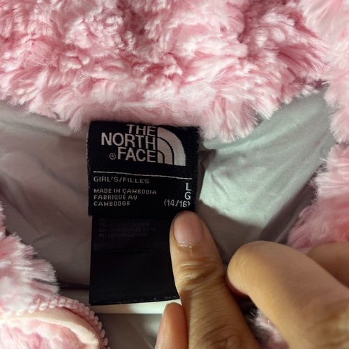 The North Face Girls Laurel Fleece Jacket Size L Pink Lined Collared Full Zip - Picture 7 of 10