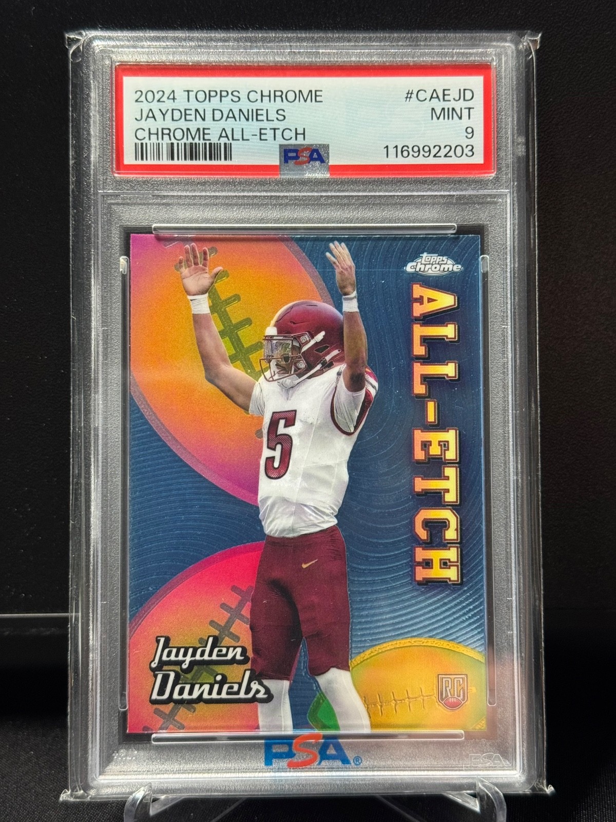 2024 Topps Chrome Jayden Daniels All Etch RC PSA 9 Mint #CAEJD Rookie Card view 2