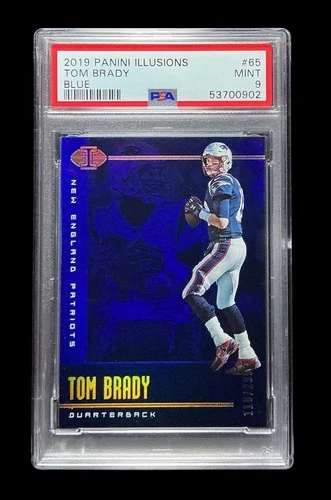 2019 panini illusions #65 tom brady; blue /299 insert PSA 9  -- COLOR MATCH —