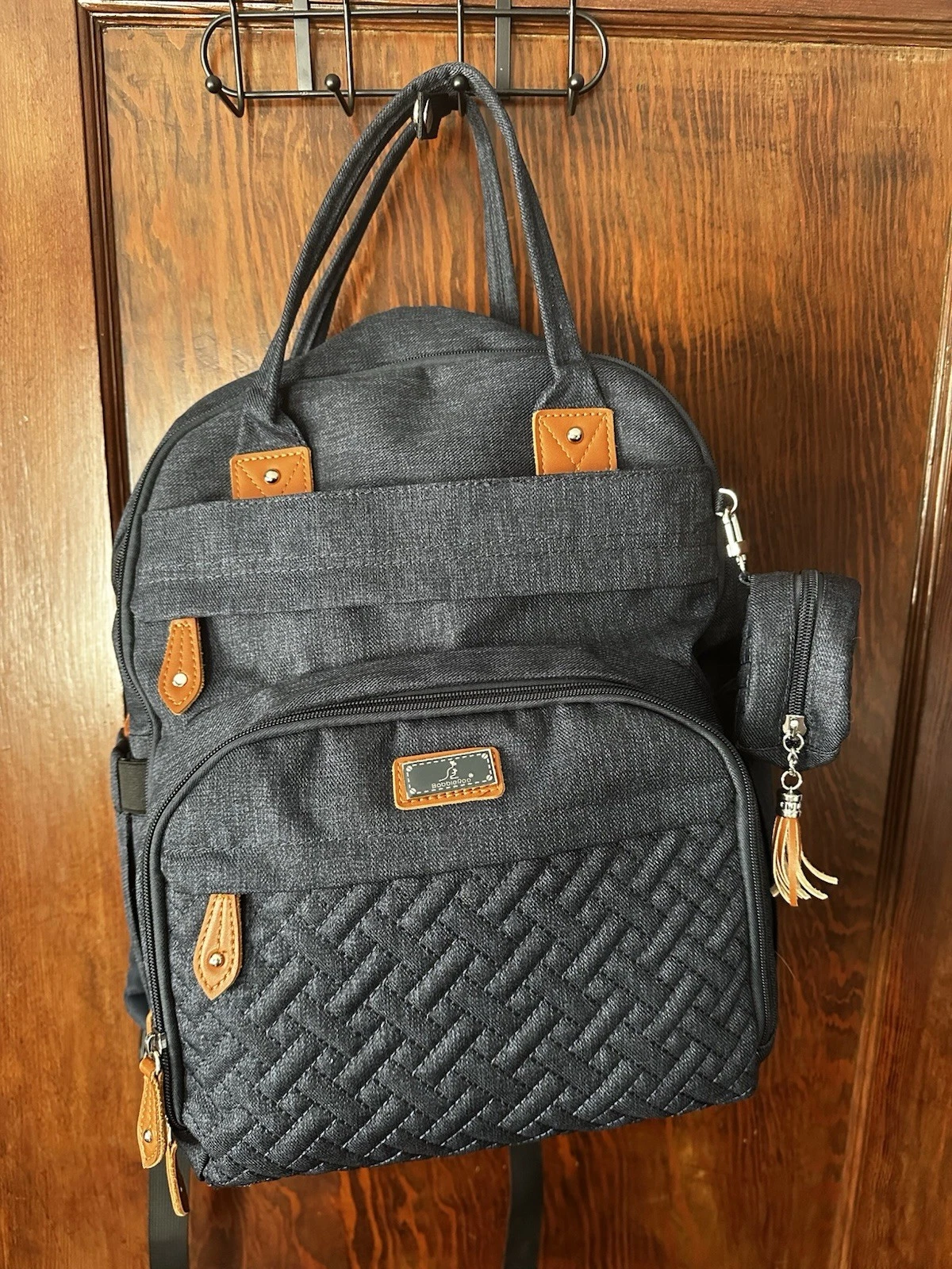 BabbleRoo Baby diaper bag backpack Navy With Pacifier Holder